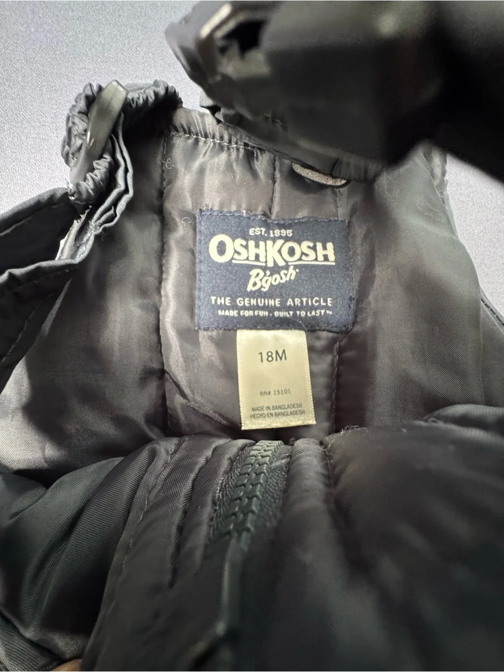 OshKosh B'gosh snow bibs for kids size 18 black 1266